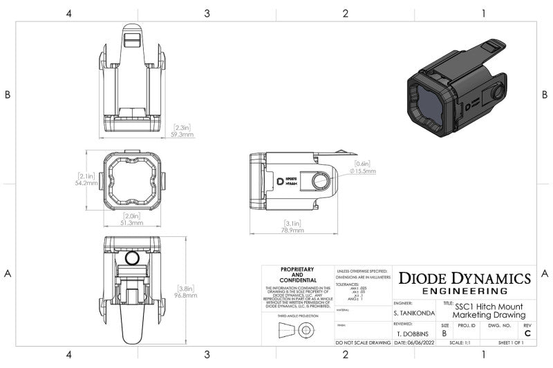 Diode Dynamics DD7646 Hitch Mount LED Pod Reverse Kit for GMC Sierra 1500 2019-2023 C1R
