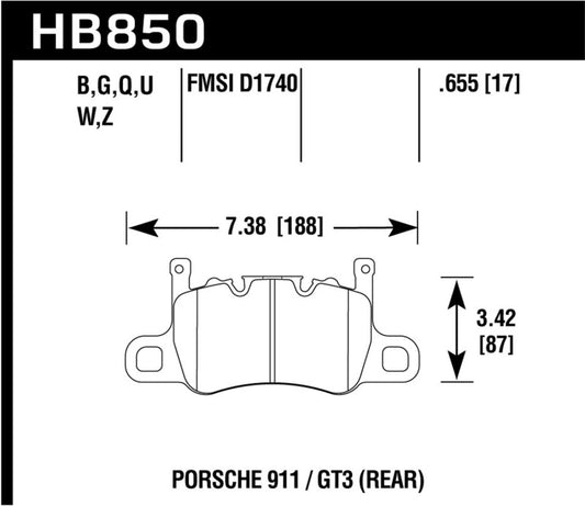 Hawk Performance HB850B.655 Hawk 2019 Porsche 911 Turbo HPS 5.0 Brake Pads