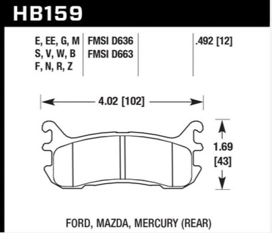 Hawk Performance HB159D.492 Hawk 03-05 Mazda Miata Rear ER-1 Brake Pad Set