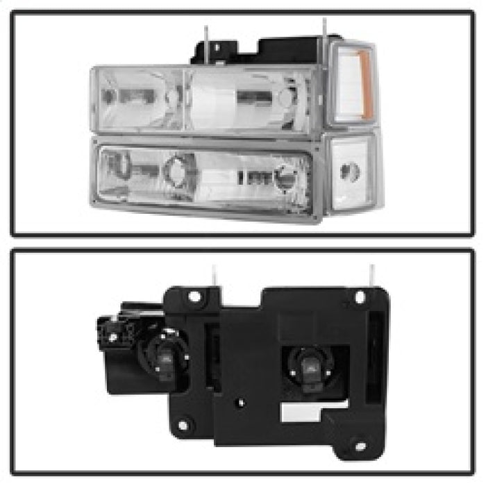 SPYDER 5069535 xTune Chevy Suburban 94-98 Headlights w/ Corner & Parking Lights 8pcs Chrome HD-JH-CCK88-AM-C-SET