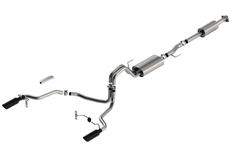 Borla 140862BC F-150 2021 2.7L/3.5L 4dr CC SB EC STB Lar/KingR/Plnm/LTD 3/2.25 SRE CB Touring BLK CHR Tips
