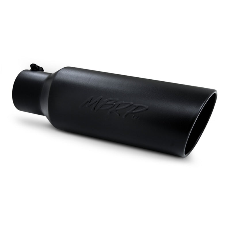 MBRP T5130BLK Universal Tip 6in OD Rolled End 4in Inlet 18in L Black Coated Exhaust Tip