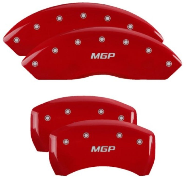 MGP 14255SMGPRD 4 Caliper Covers Engraved Front & Rear Red Finish Silver Char 2019 Chevrolet Blazer