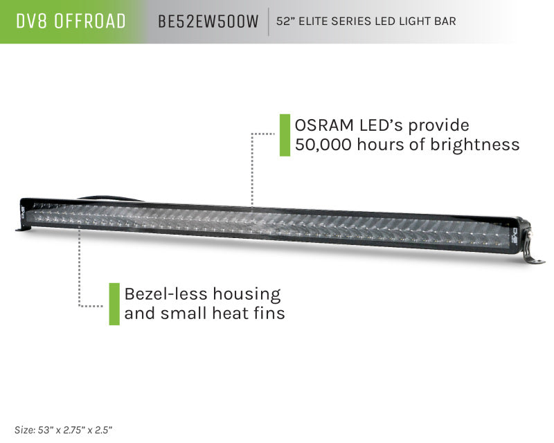 DV8 Offroad BE52EW500W 52in Elite Series Light Bar 500W LED - Black