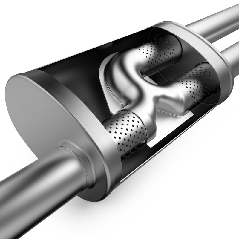 Magnaflow Perf Exhaust MAG12266 Stainless Muffler 2.5in Inlet Offset/Dual 2.25in