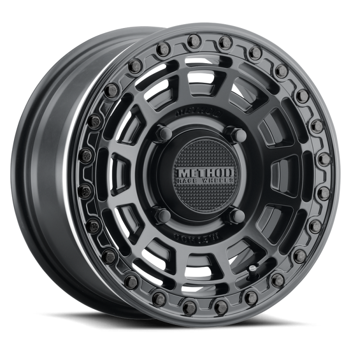 Method Wheels MR415510471064B Method MR415 Beadlock 15x10 / 6+4/25mm Offset / 4x136 / 106 CB Matte Black Wheel - Gloss Black Ring