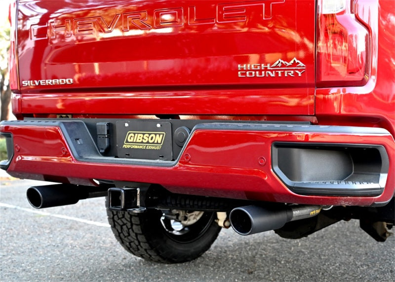 Gibson 65713B 20-21 Chevy Silverado 6.6L 2.5in Cat-Back Dual Split Exhaust System Stainless - Black Elite