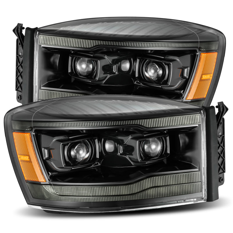 AlphaRex 880530 06-08 Dodge RAM 1500HD PRO-Series Proj Headlights Plank Style Alpha Black w/Seq Signal/DRL