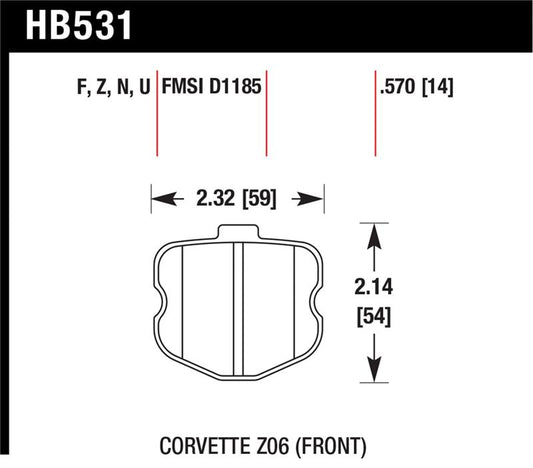 Hawk Performance HB531Z.570 Hawk 06-10 Chevy Corvette (OEM Pad Design) Front Ceramic Street Brake Pads