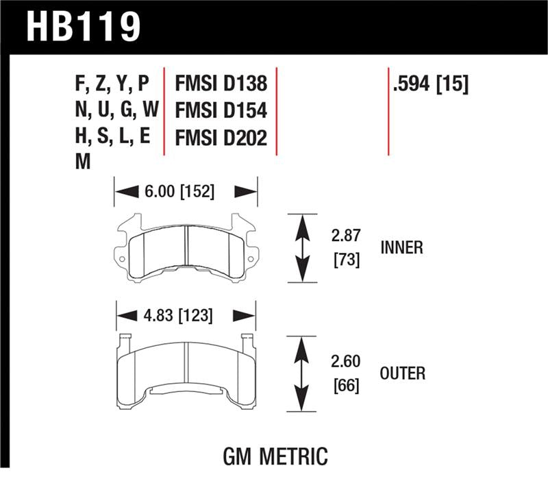 Hawk Performance HB119B.594 Hawk 1978-1979 Buick Century Custom HPS 5.0 Front Brake Pads