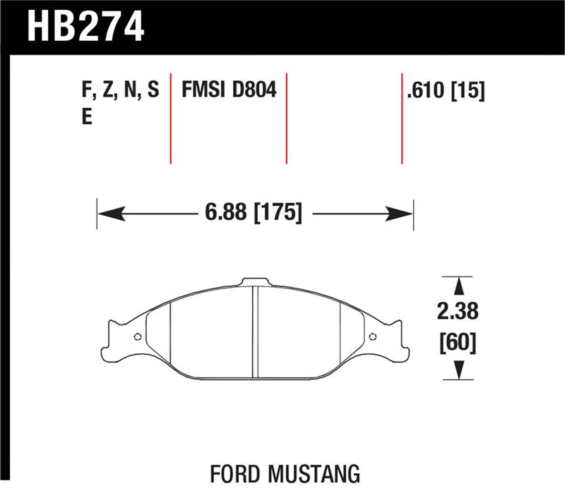 Hawk Performance HB274N.610 Hawk HP+ Street Brake Pads