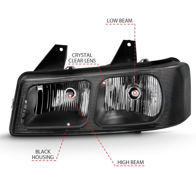 ANZO 111474 2003-2017 Chevy Express Crystal Headlight Black