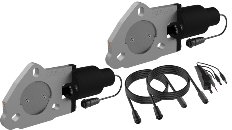 QTP QTEC45 2.25in Bolt-On QTEC Dual Electric Cutout Valves - Pair