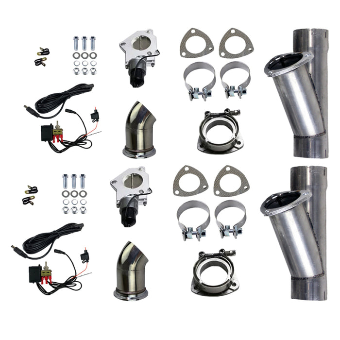 Granatelli Motor Sports 303522D Granatelli 2.25in Alum Mild Steel Electronic Dual Slip Fit Exhaust Cutout w/Band Clamps