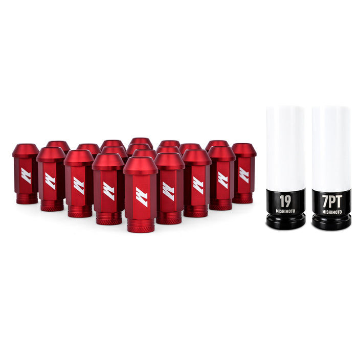 Mishimoto MMLG-1220-23LRD Aluminum Locking Lug Nuts 1/2 X 20 23pc Set Red