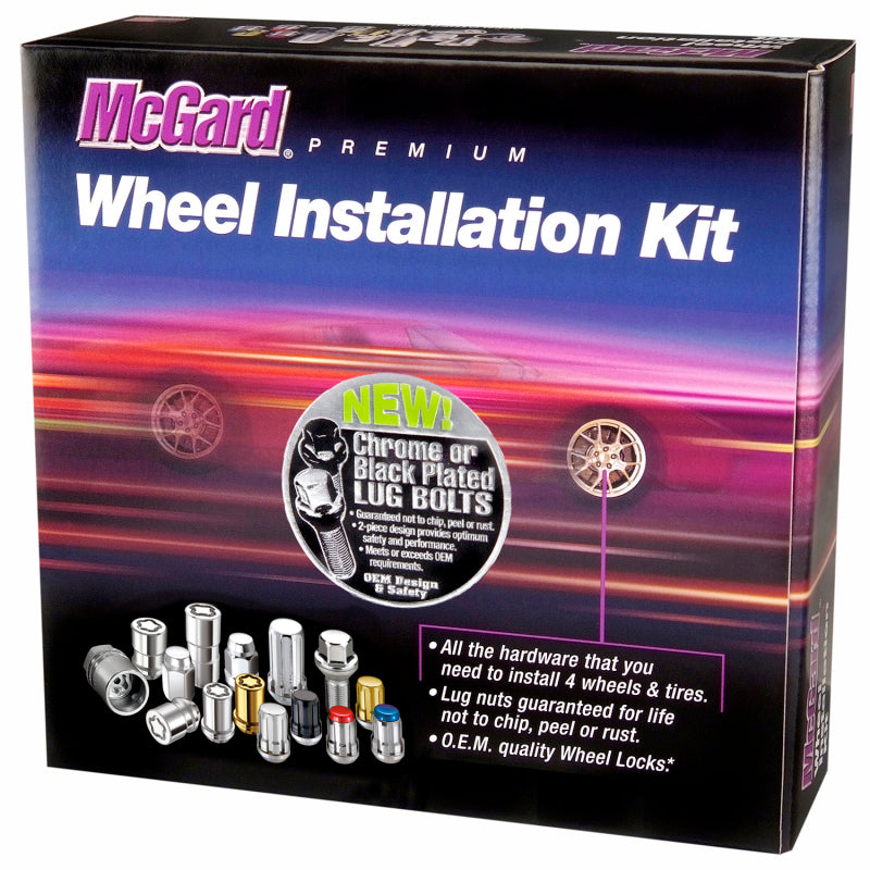 McGard 67200BK 5 Lug Hex Install Kit w/Locks (Cone Seat Bolt) M14X1.5 / 17mm Hex / 28.0mm Shank L. - Black