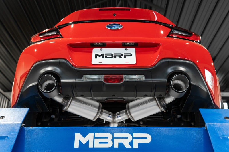MBRP S48043CF 13-16 Subaru BRZ 2.0L/ 2.4L 3in Dual Split Rear Cat Back w/CF Tips- T304