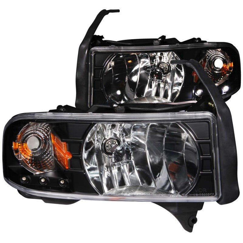 ANZO 111205 1994-2001 Dodge RAM Crystal Headlights Black w/ LED