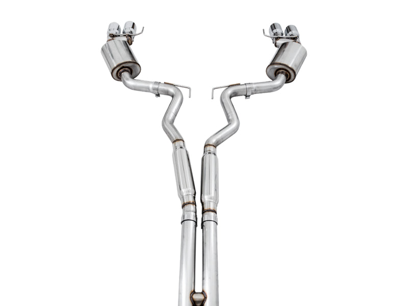 AWE Tuning 3015-42102 2018+ Ford Mustang GT (S550) Cat-back Exhaust - Touring Edition (Quad Chrome Silver Tips)
