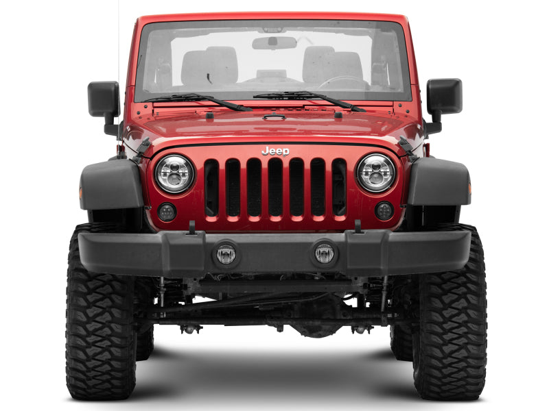 Raxiom J108043 97-18 Jeep Wrangler TJ/JK Axial Series LED Daymaker Headlights- Chrome Housing (Clear Lens)