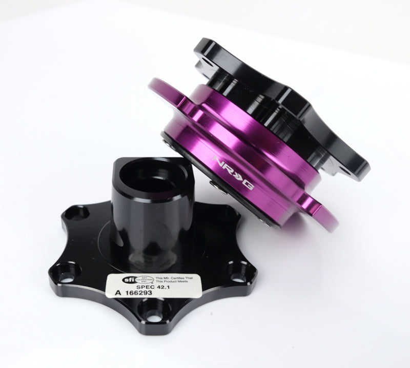 NRG SRK-R200BK-PP Quick Release SFI SPEC 42.1 - Shiny Black Body / Shiny Purple Ring
