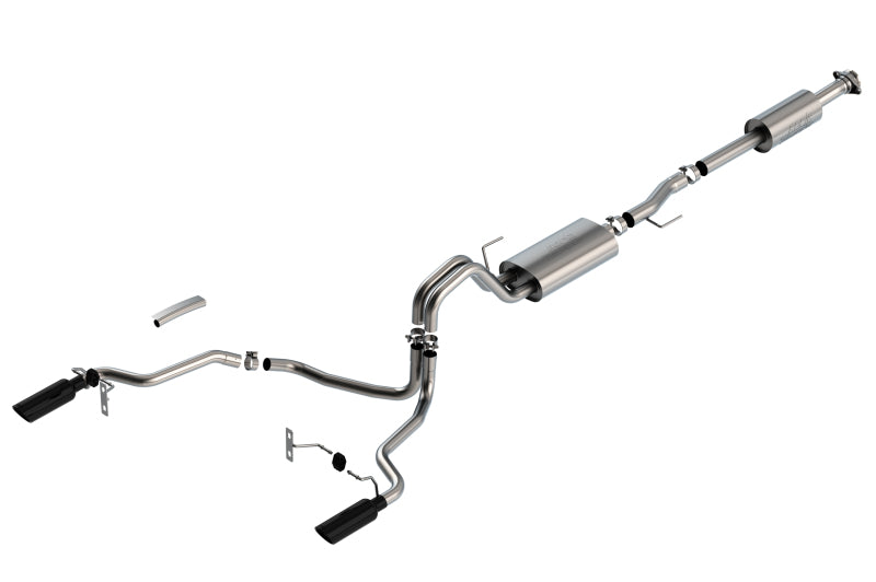 Borla 140865BC F-150 2021 5.0L 4dr CC SB EC STB Lariat/KR/Pltm/LTD 3/2.25 SRE Cat-Back Touring Black CHR Tips