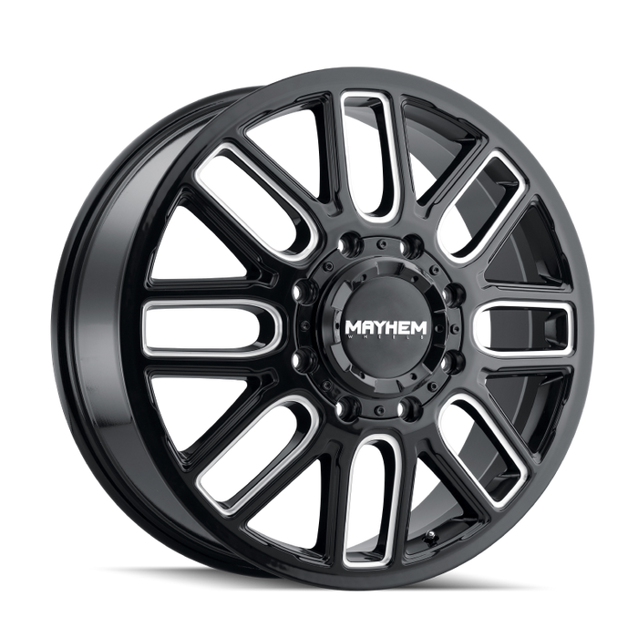 Mayhem 8107D-2877BMF115 8107D Cogent Dually 20x8.25 / 8x200 BP / 115mm Offset / 142mm Hub Black w/Milled Spokes Wheel