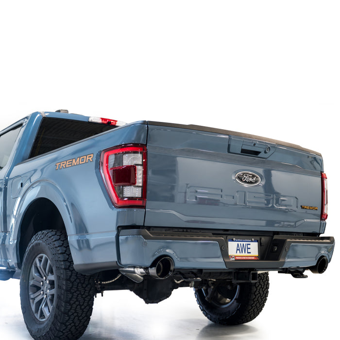 AWE Tuning 3015-33402 2021+ Ford F-150 Tremor (w/ Bumper Cutouts) 0FG Resonated Catback - Diamond Black Tips