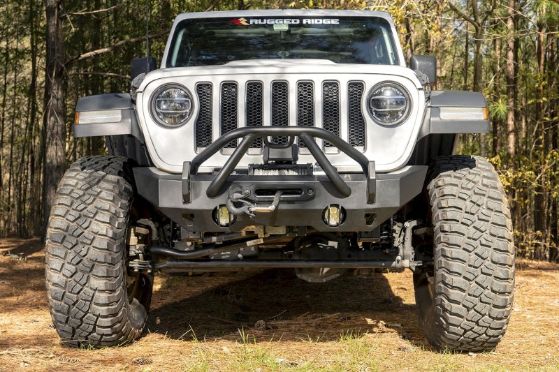 Rugged Ridge 11540.32 HD Bumper Stubby Front 07-18 Jeep Wrangler JK 18-20 Jeep Wrangler JL 2020 JT