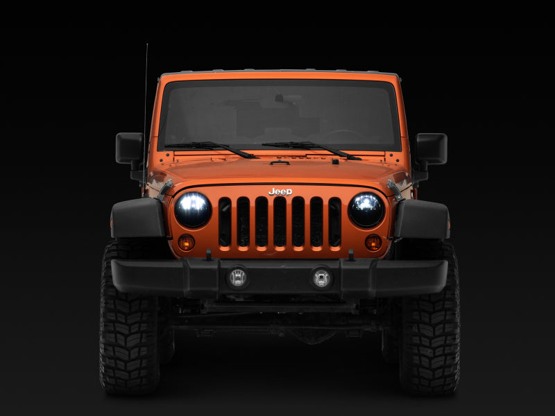 Raxiom J108039 97-18 Jeep Wrangler TJ/JK Axial Series LED Headlights- Black Housing (Clear Lens)