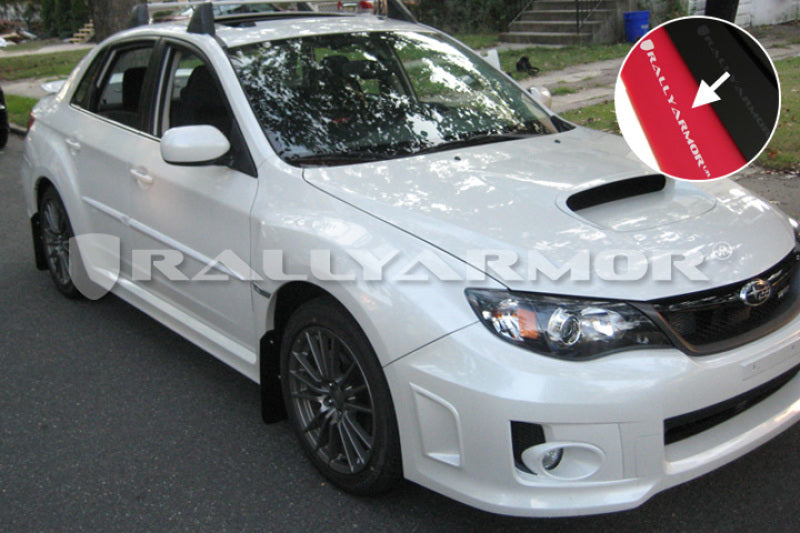 Rally Armor MF19-UR-RD/WH 11-14 Subaru WRX/STI (Sedan Only) Red UR Mud Flap w/White Logo