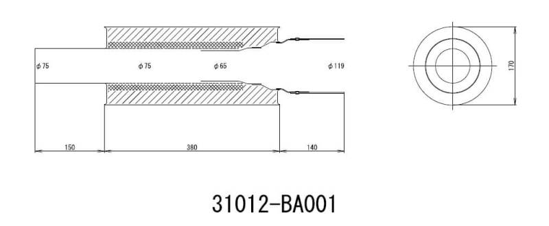 HKS 31012-BA001 Universal Carbon-Ti Cat-back Exhaust - 170mm Shell/75mm Diameter