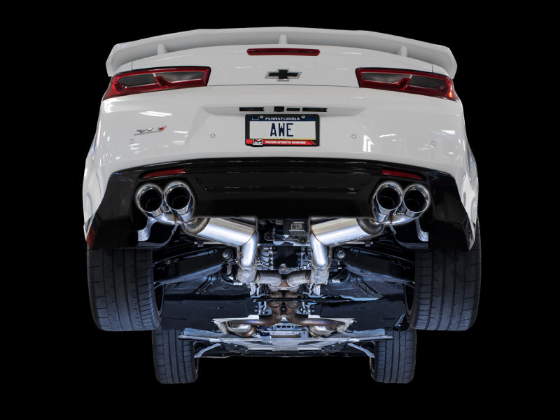 AWE Tuning 3015-42093 16-19 Chevrolet Camaro SS Axle-back Exhaust - Touring Edition (Quad Chrome Silver Tips)