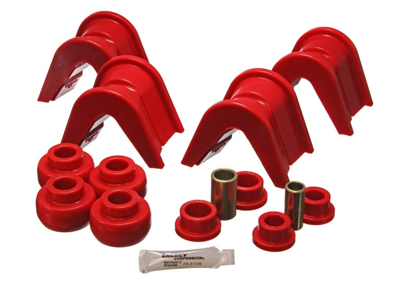 Energy Suspension 4.7105R 76-77 Ford Bronco/66-72 F-100/F-150 Red 4 Deg Offset Complete 14 Pc C-Bushing Set