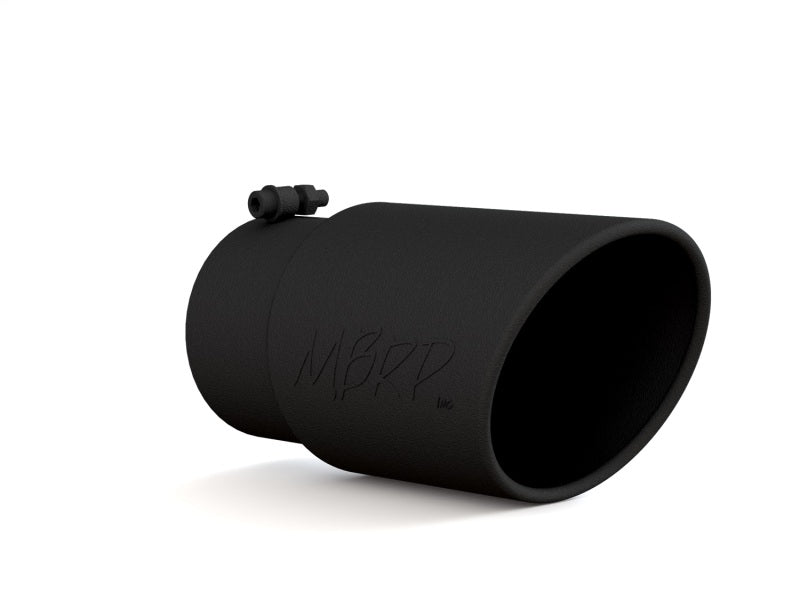 MBRP T5075BLK Universal Tip 6in O.D. Angled Rolled End 5 inlet 12 length - Black Finish