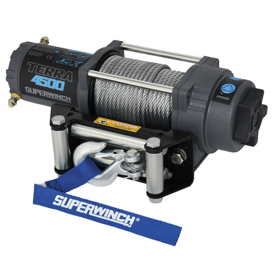 Superwinch 1145260 4500 LBS 12V DC 15/64in x 50ft Steel Rope Terra 4500 Winch - Gray Wrinkle