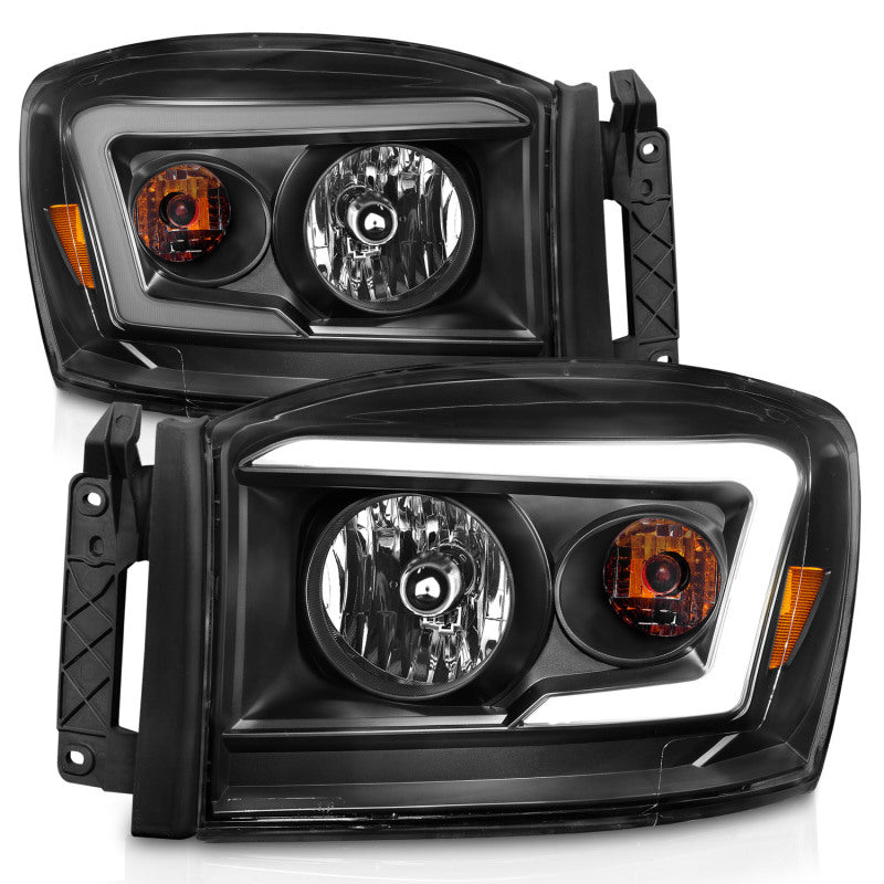 ANZO 111524 06-09 Dodge RAM 1500/2500/3500 Headlights Black Housing/Clear Lens (w/ Light Bars)