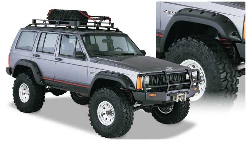 Bushwacker 10911-07 84-01 Jeep Cherokee Cutout Style Flares 4pc Fits 4-Door Sport Utility Only - Black