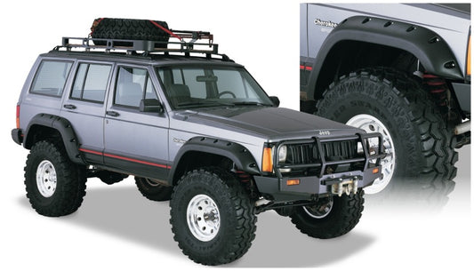 Bushwacker 10911-07 84-01 Jeep Cherokee Cutout Style Flares 4pc Fits 4-Door Sport Utility Only - Black
