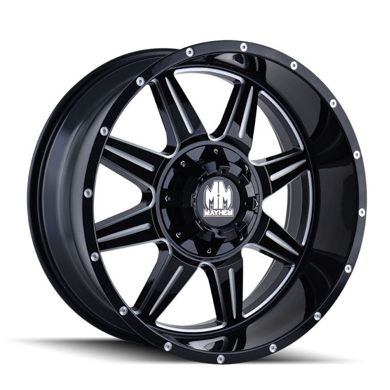 Mayhem 8100-2994M 8100 Monstir 20x9 / 6x120 BP / 0mm Offset / 78.1mm Hub Black w/ Milled Spokes Wheel
