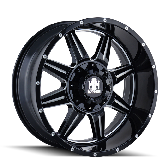 Mayhem 8100-2994M 8100 Monstir 20x9 / 6x120 BP / 0mm Offset / 78.1mm Hub Black w/ Milled Spokes Wheel