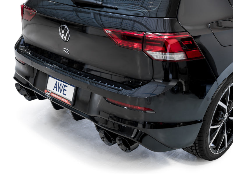 AWE Tuning 3020-43658 AWE MK8 Volkswagen Golf R 3in Track Edition Quad Exhaust - Diamond Black Tips