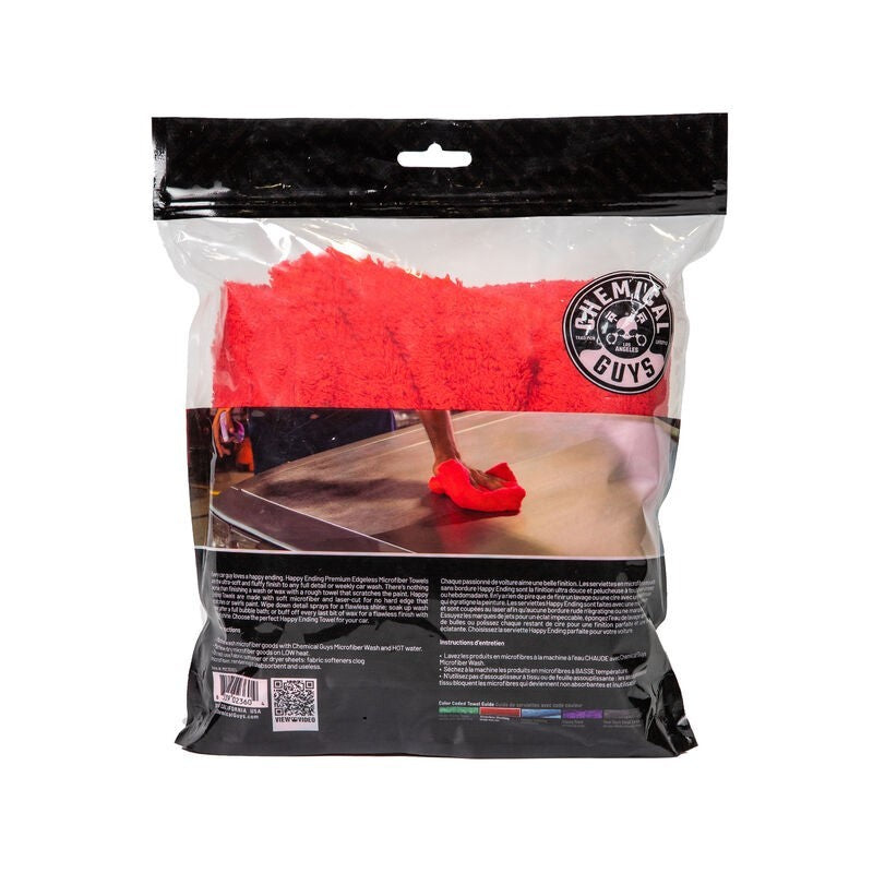 Chemical Guys MIC34103 Happy Ending Ultra Edgeless Microfiber Towel - 16in x 16in - Red - 3 Pack