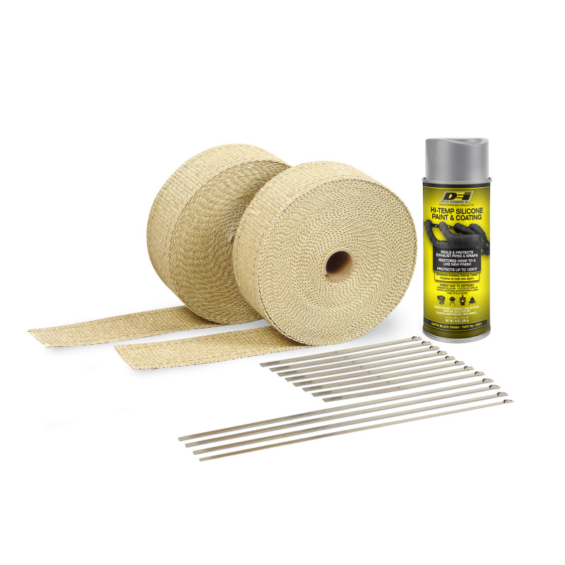 DEI 10112 Exhaust Wrap Kit - Tan Wrap & Aluminum HT Silicone Coating (Aerosol)