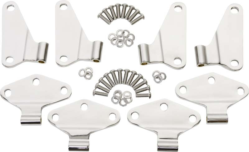 Kentrol 30581 07-18 Jeep Wrangler JK Body Door Hinge Set 8 Pieces 4 Door - Polished Silver
