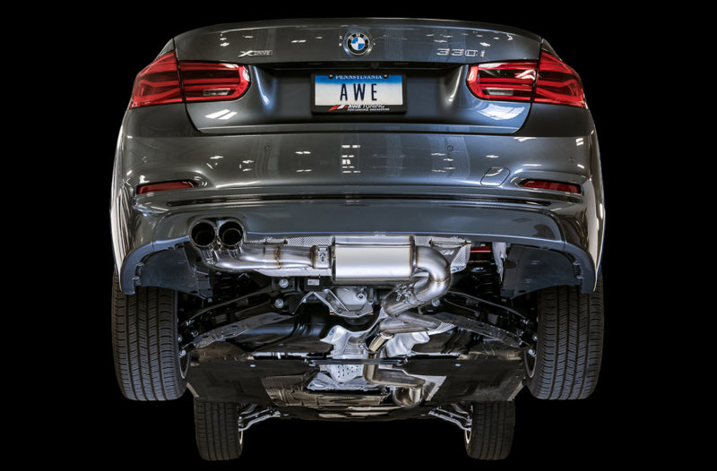 AWE Tuning 3010-22022 BMW F3X 28i / 30i Touring Edition Axle-Back Exhaust Single Side - 80mm Silver Tips