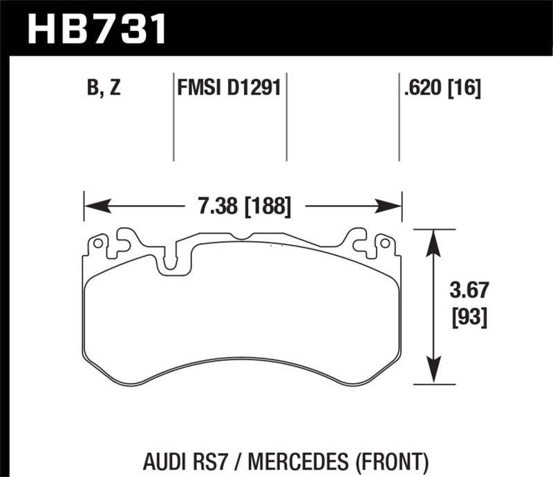 Hawk Performance HB731B.620 Hawk 15-17 Audi RS7 / 14-15 Mercedes G63 AMG / SL63 AMG HPS 5.0 Street Front Brake Pads
