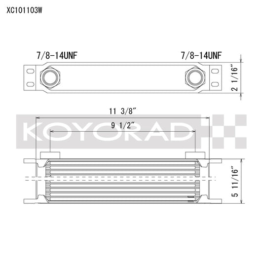 Koyo XC101103W 10 Row Oil Cooler 11.25in x 3in x 2in (AN-10 ORB provisions)