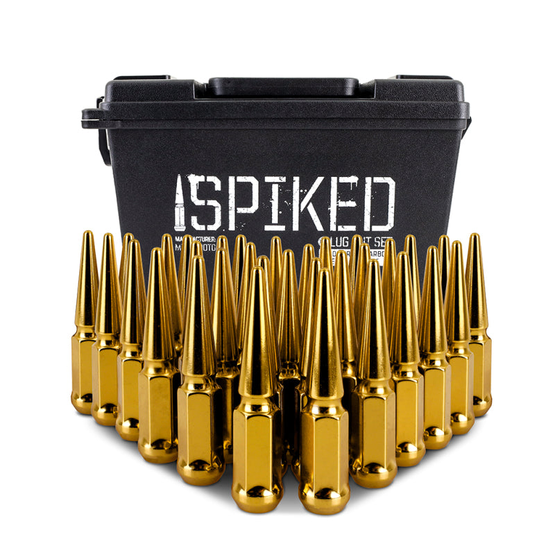 Mishimoto MMLG-SP1415-32GD Steel Spiked Lug Nuts M14 x 1.5 32pc Set Gold