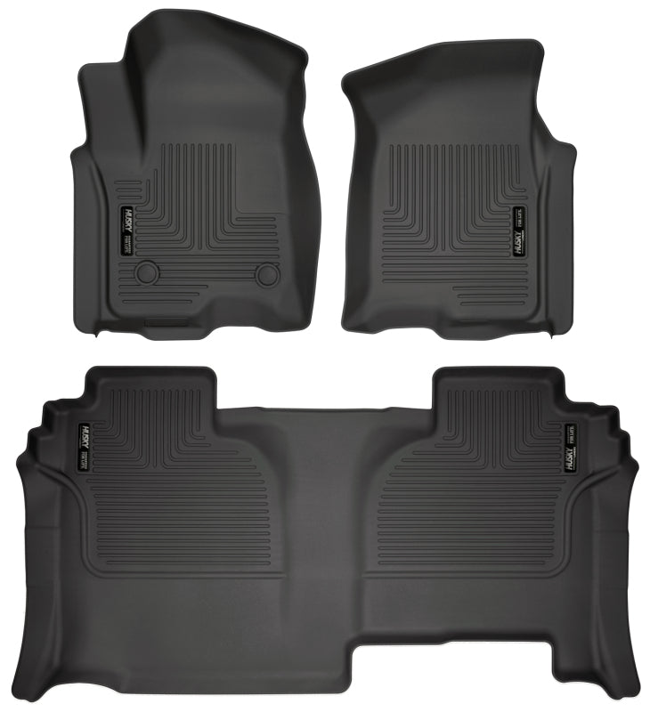 Husky Liners 94031 19-23 GMC Sierra 1500 Double Cab Weatherbeater Black Front & 2nd Seat Floor Liners